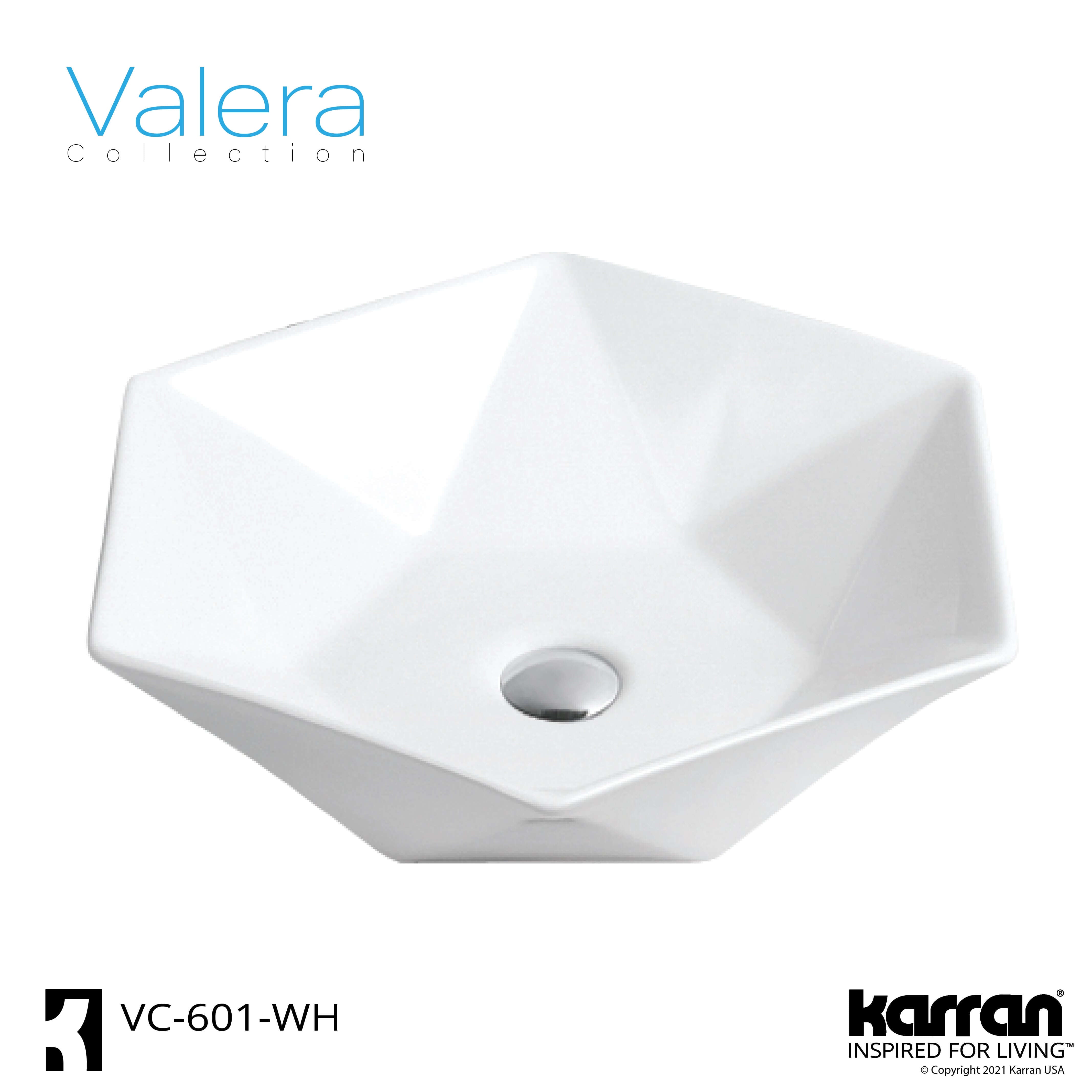 Alternate Image for Karran Valera 18.75" x 16.375" x 4" Hexagon Vessel Vitreous China ADA Bathroom Sink, White, VC-601-WH