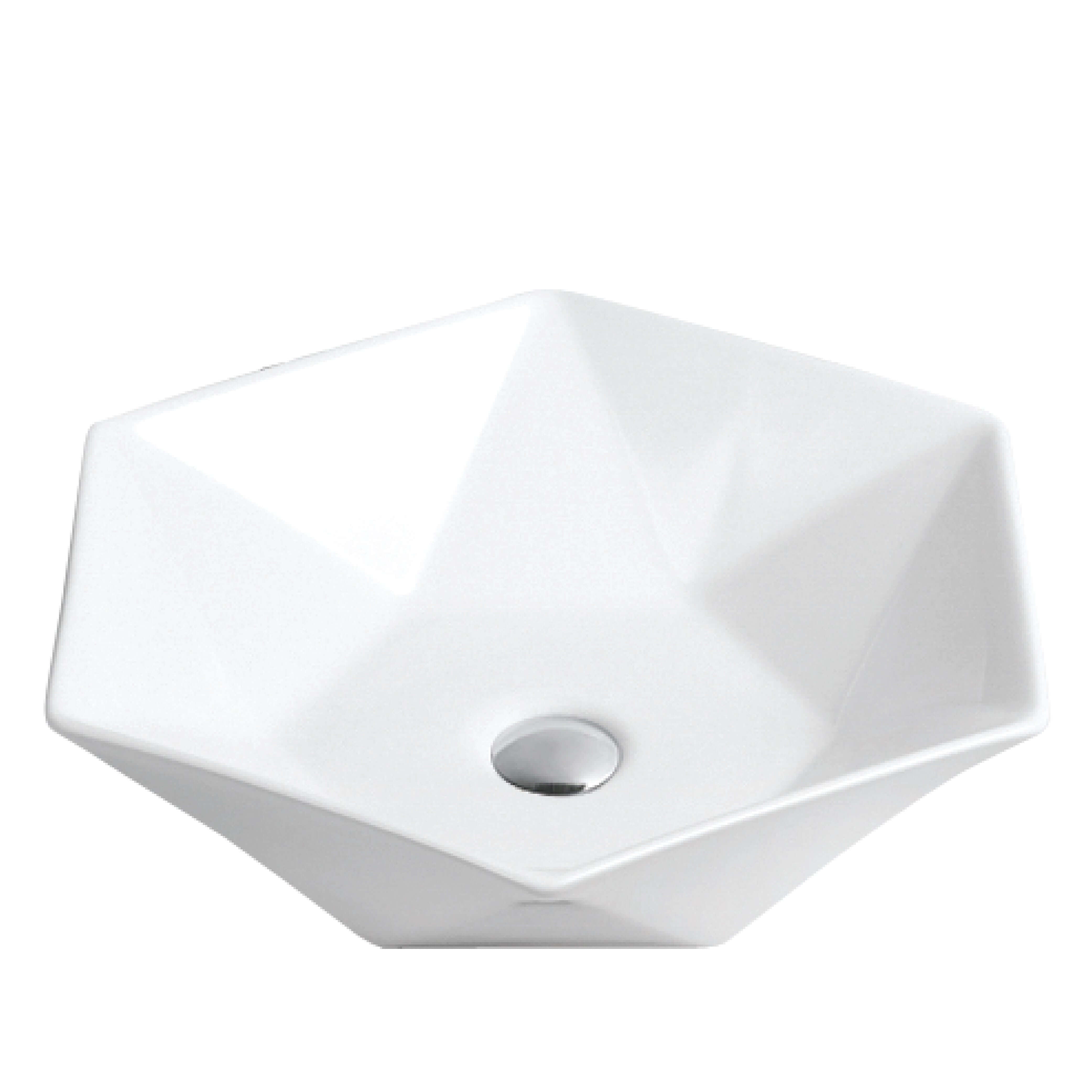 Alternate Image for Karran Valera 18.75" x 16.375" x 4" Hexagon Vessel Vitreous China ADA Bathroom Sink, White, VC-601-WH