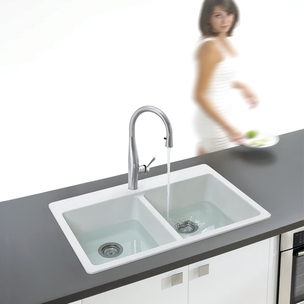Houzer Vision Hidden Pull Down Kitchen Faucet with CeraDox Technology Polished Chrome, VISPD-869-PC - The Sink Boutique
