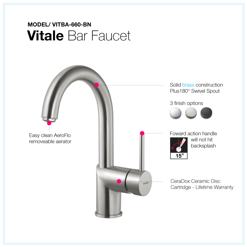 Alternate Image for Houzer Vitale Bar Faucet Brushed Nickel, VITBA-660-BN