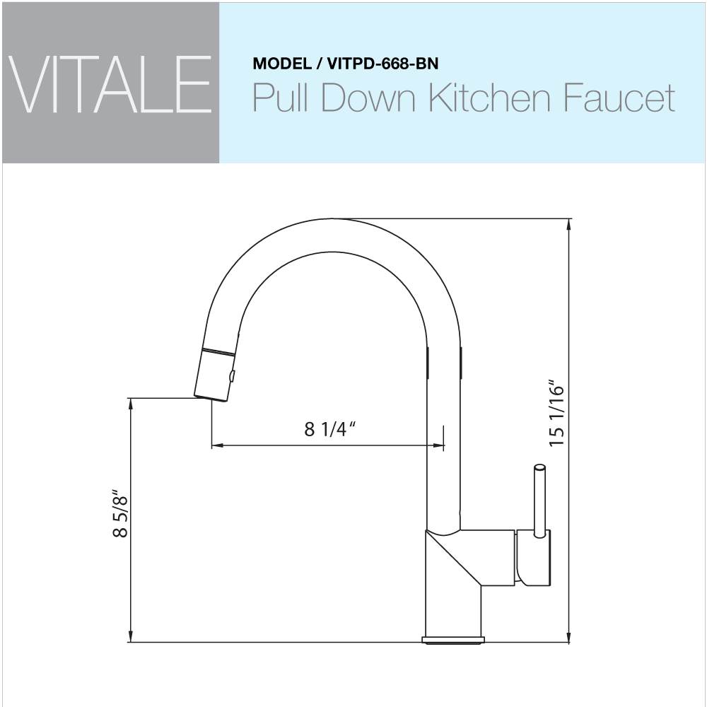Alternate Image for Houzer Vitale Pull Down Kitchen Faucet Brushed Nickel, VITPD-668-BN