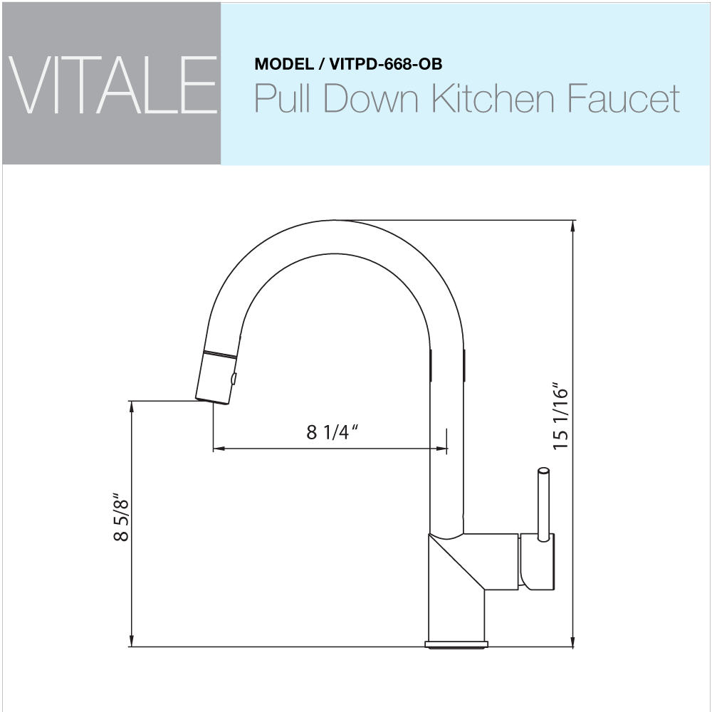 Alternate Image for Houzer Vitale Pull Down Kitchen Faucet Oil Rubbed Bronze, VITPD-668-OB