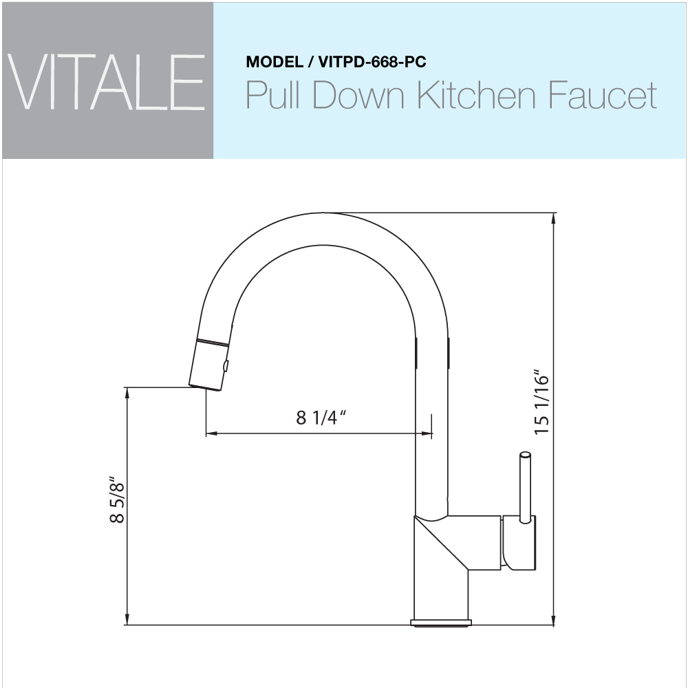 Alternate Image for Houzer Vitale Pull Down Kitchen Faucet with CeraDox Technology Polished Chrome, VITPD-668-PC
