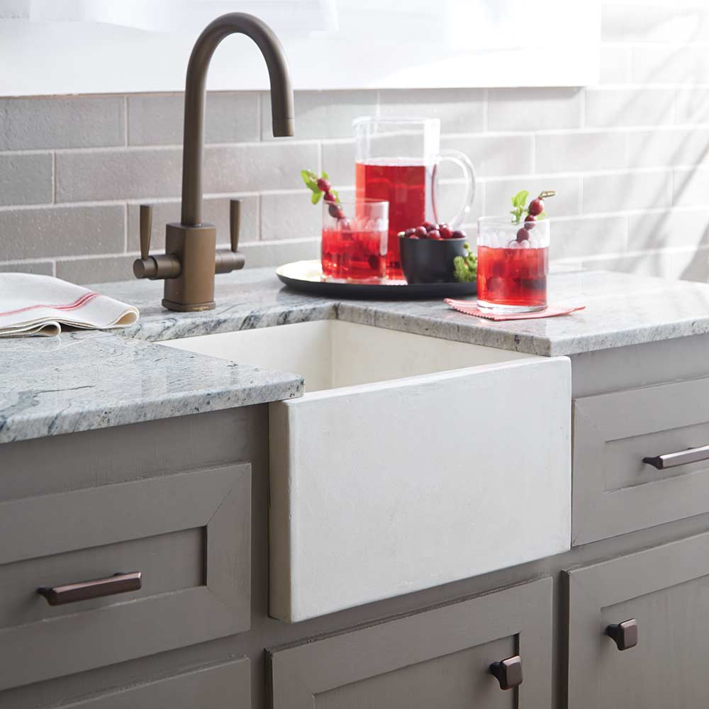 Native Trails Ventana 15" NativeStone Concrete Farmhouse Sink, Pearl, NSB1515-P