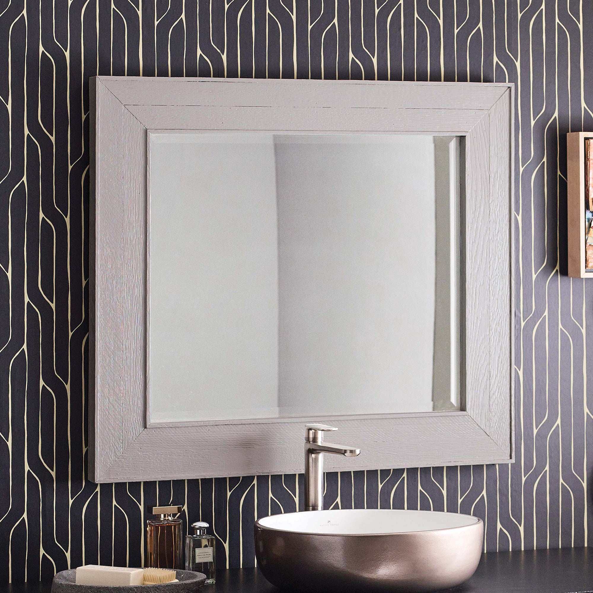 Native Trails Vintner's 29" x 33" Mirror in Grigio, Reclaimed Wood, MR137