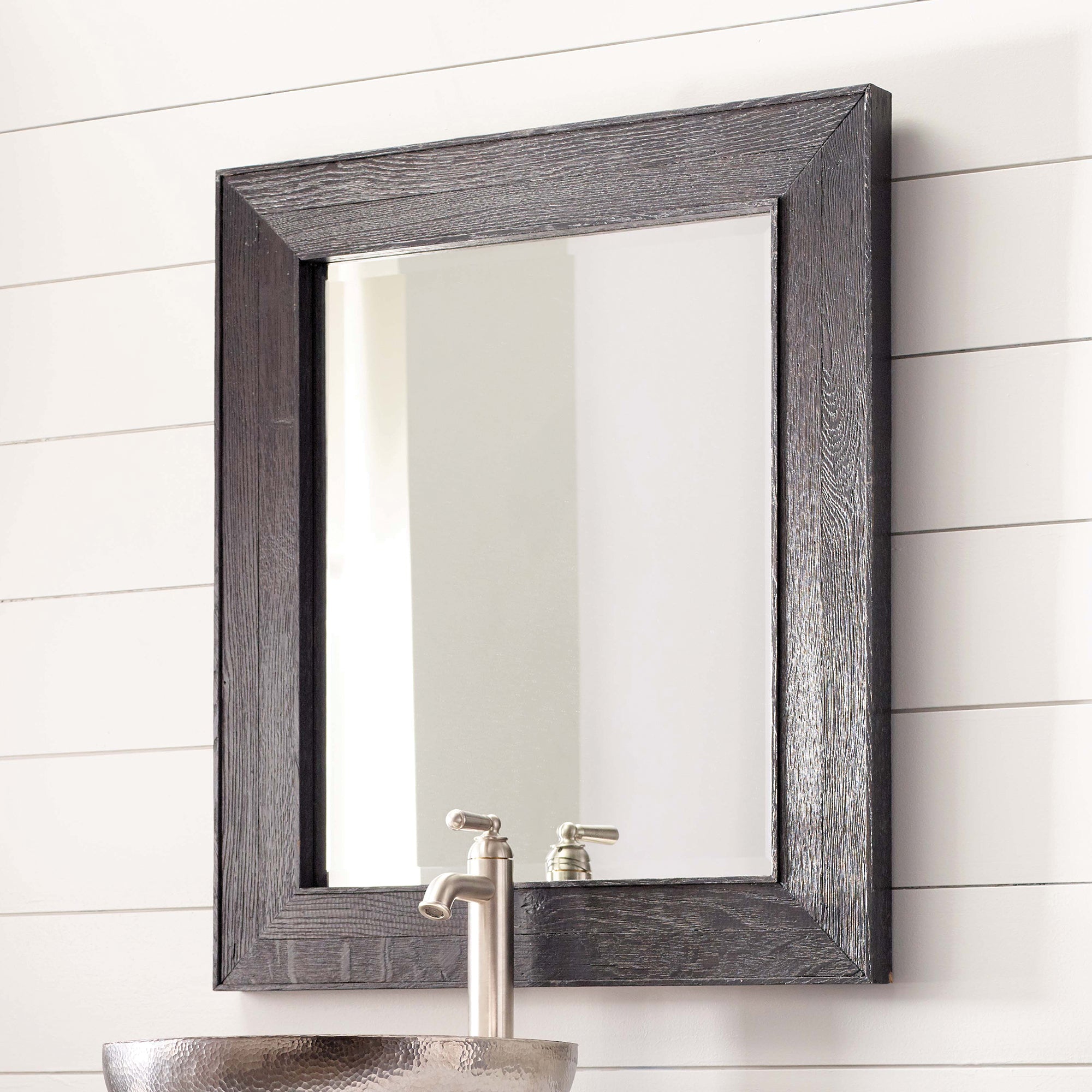Native Trails Vintner's 29" x 33" Mirror in Noir, Reclaimed Wood, MR138