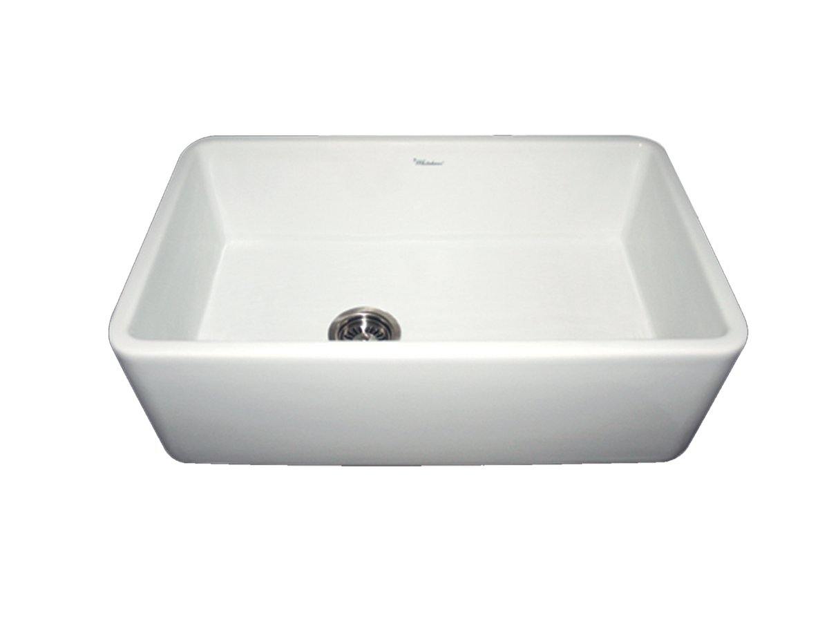 Alternate Image for Whitehaus 30" Fireclay Farmhouse Apron Sink, Offset Drain, White, WH3018