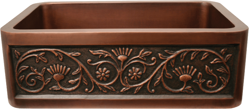 Alternate Image for Whitehaus 30" Copper Farmhouse Apron Sink, Design Front, WH3020COFCSF-OBS