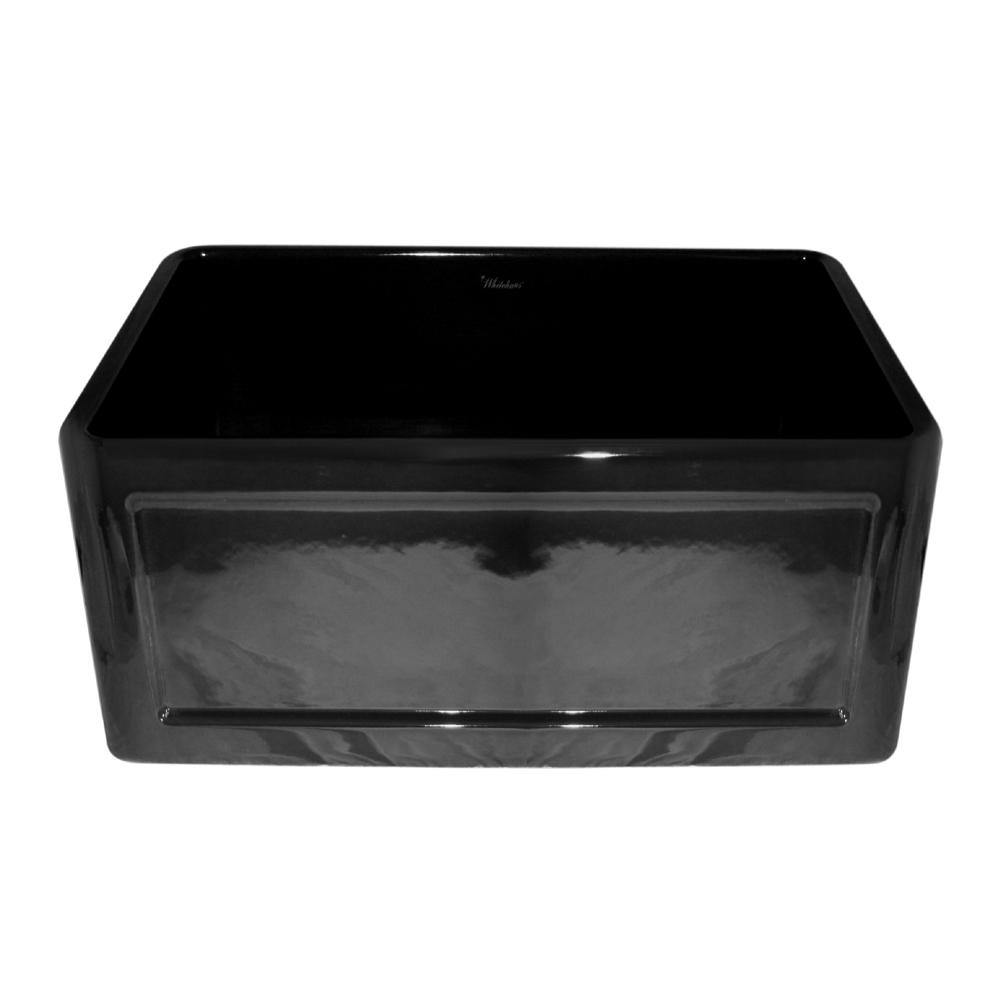 Alternate Image for Whitehaus 24" Fireclay Single Bowl Farmhouse Apron Sink, Reversible, Black, WHFLCON2418