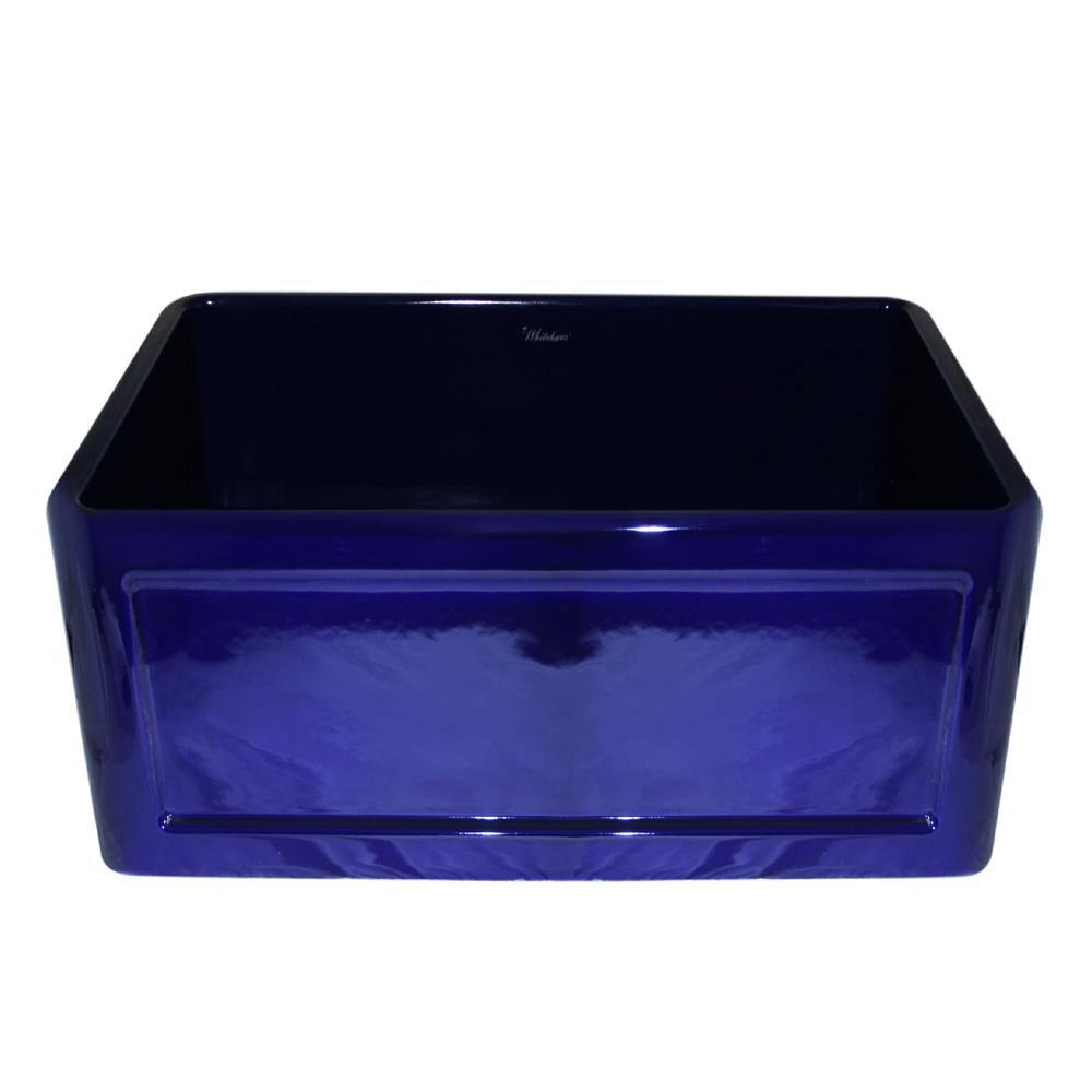 Alternate Image for Whitehaus 24" Fireclay Single Bowl Farmhouse Apron Sink, Reversible, Blue, WHFLCON2418