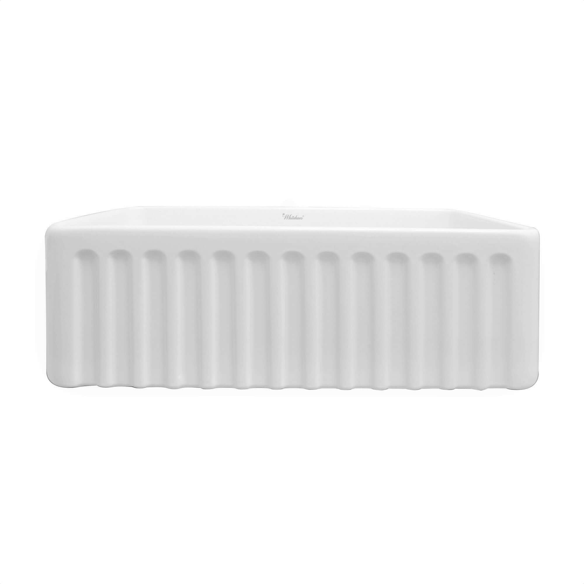 Alternate Image for Whitehaus 30" Fireclay Farmhouse Sink, Single Bowl, White, WHFLGO3018