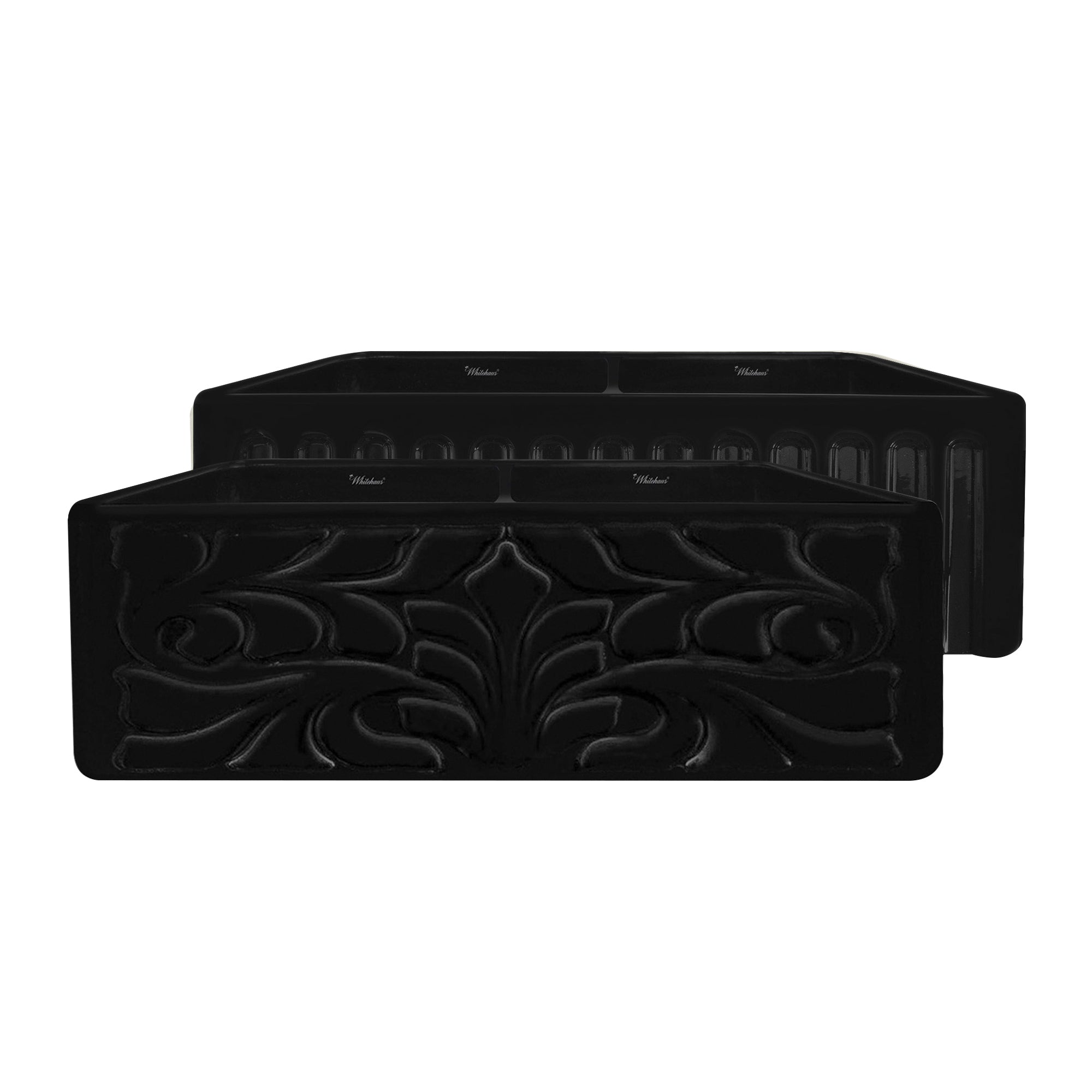 Whitehaus 33" Fireclay Double Bowl Farmhouse Apron Sink, Black, WHFLGO3318-BLACK Main Image