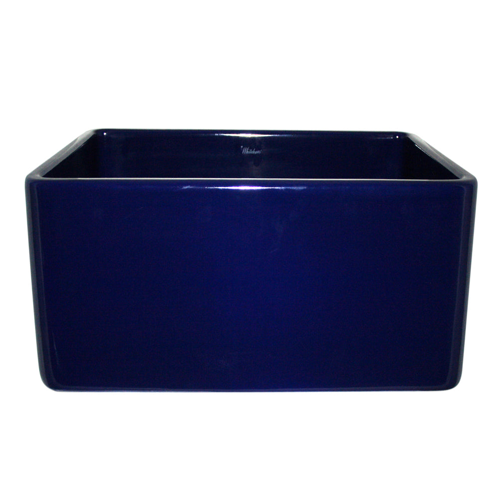 Whitehaus WHFLPLN2018-BLUE Farmhaus Fireclay Reversible Sink with Smooth Front Apron on One Side and Fluted Front Apron on the Opposite Side