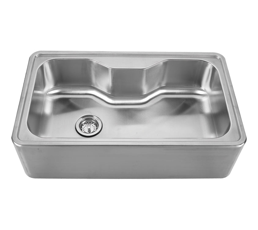 Alternate Image for Whitehaus 33-1/2" Stainless Steel Single Bowl Farmhouse Apron Sink, WHNAPA3016