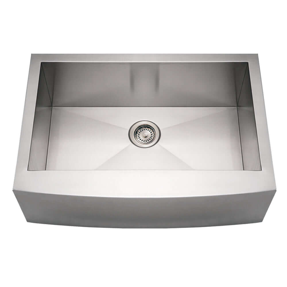 Alternate Image for Whitehaus 30" Brushed Stainless Steel Single Bowl Farmhouse Apron Sink, 16 Gauge, WHNCMAP3021