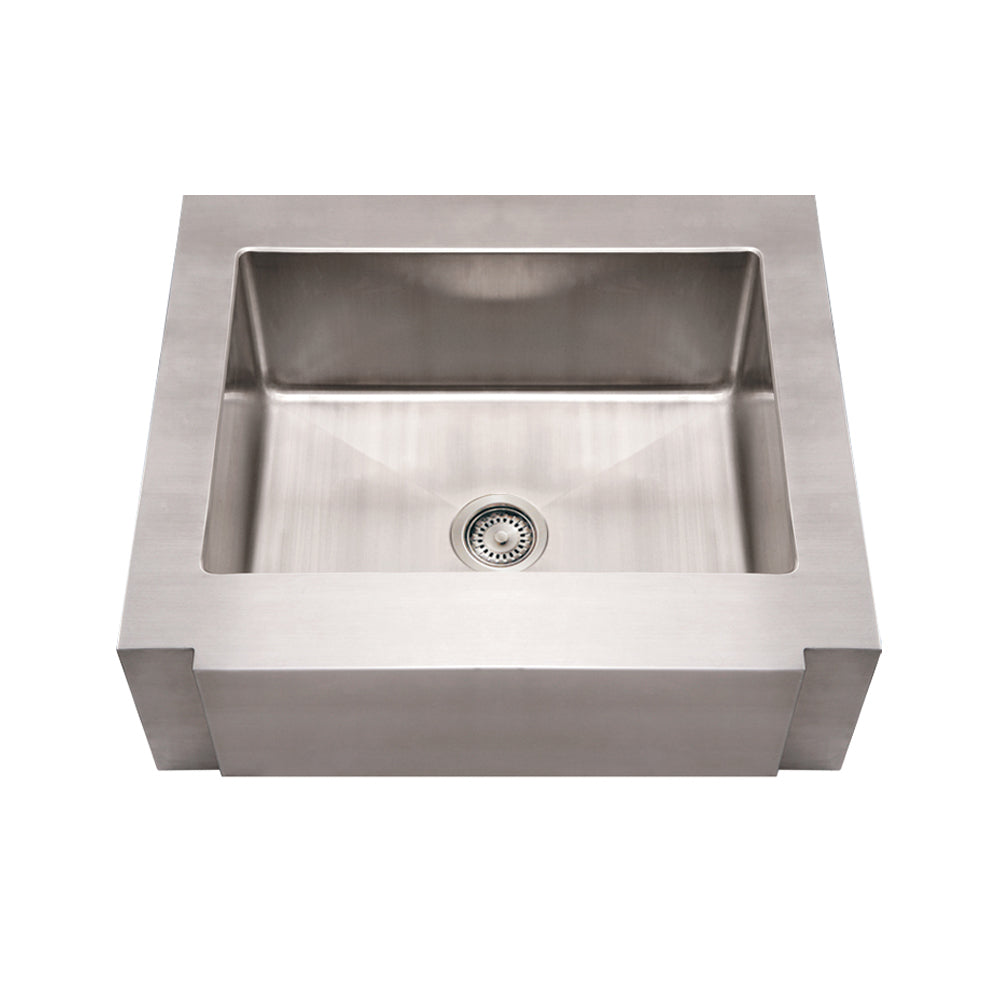 Alternate Image for Whitehaus 30" Brushed Stainless Steel Single Bowl Farmhouse Apron Sink, 16 Gauge, WHNCMAP3026