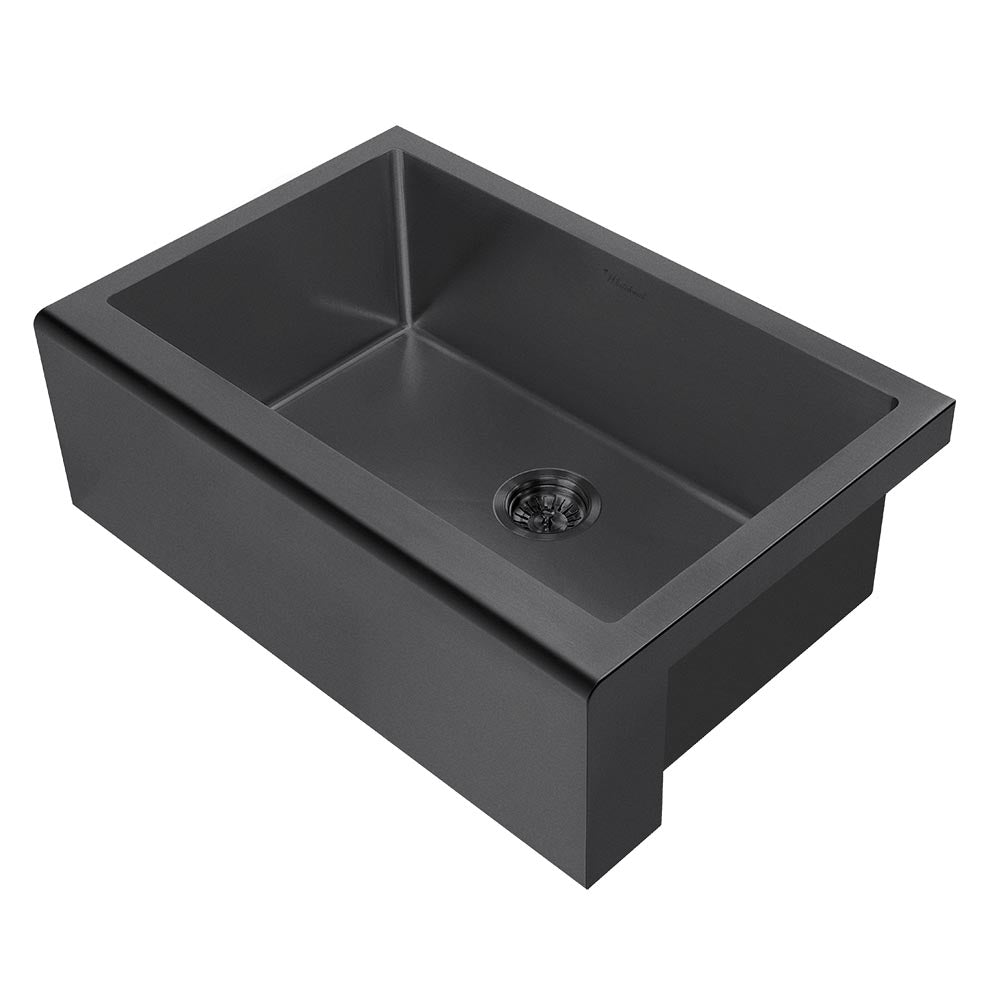 Alternate Image for Whitehaus 30" Stainless Steel Farmhouse Apron Sink Kit, Matte Black, WHNPL3020-MBLK