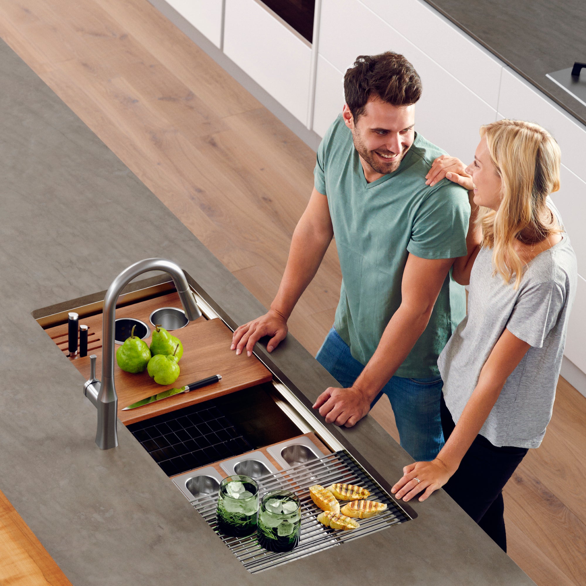 Alternate Image for Karran 45" Undermount Stainless Steel Workstation Kitchen Sink with Accessories, 16 Gauge, WS-100-PK1