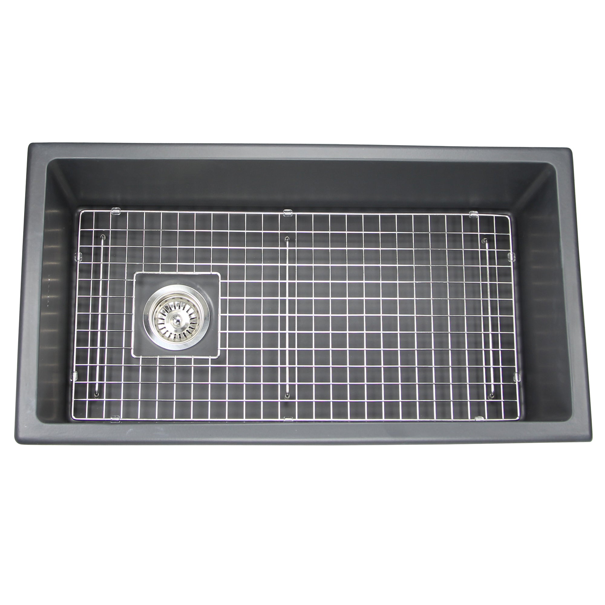 Nantucket Sinks Cape 34" Dual Mount Fireclay Kitchen Sink with Accessories, Matte Black, Wellfleet-3419MatteBlack