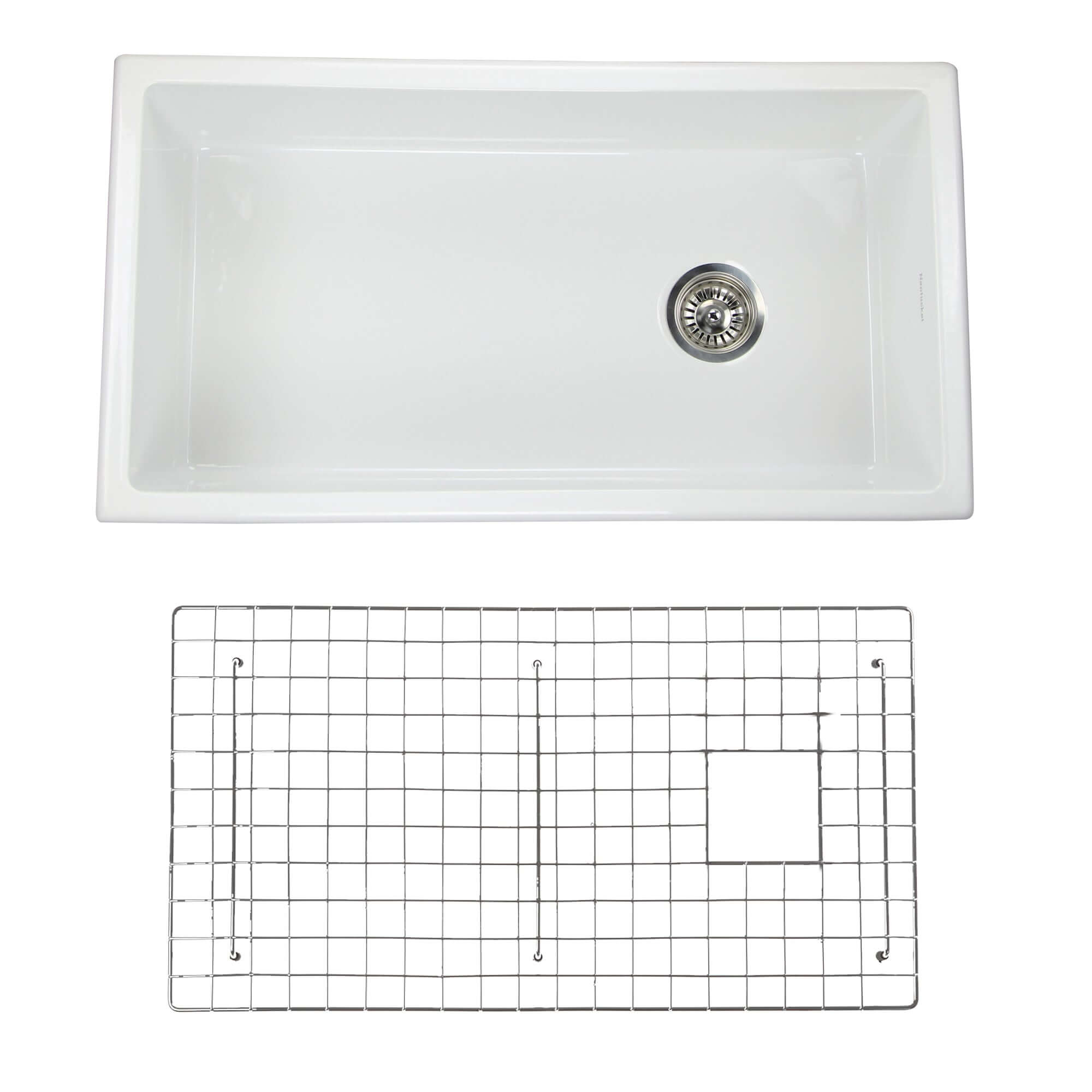 Alternate Image for Nantucket Sinks Cape 34" Dual Mount Fireclay Kitchen Sink with Accessories, White, Wellfleet-3419W