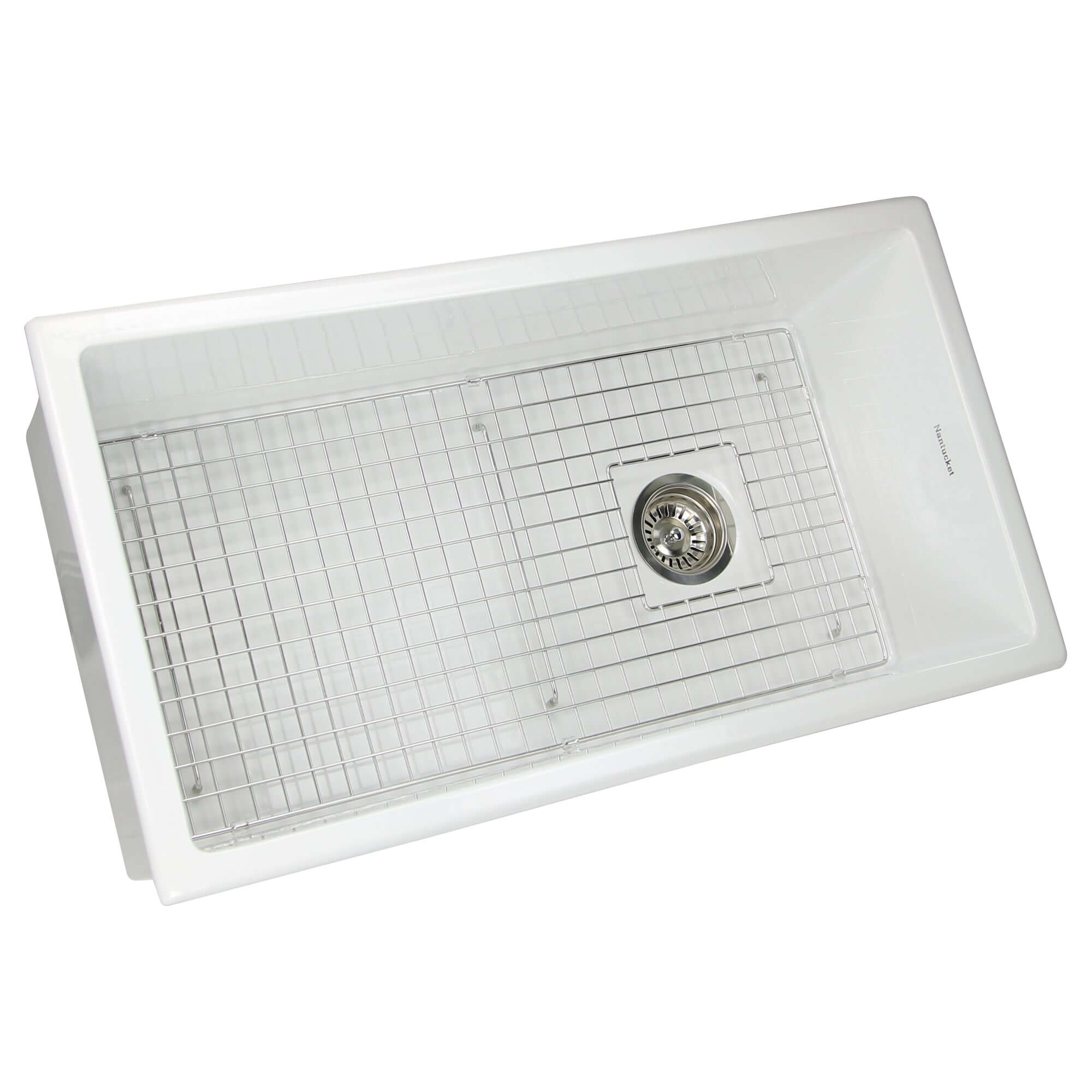 Alternate Image for Nantucket Sinks Cape 34" Dual Mount Fireclay Kitchen Sink with Accessories, White, Wellfleet-3419W