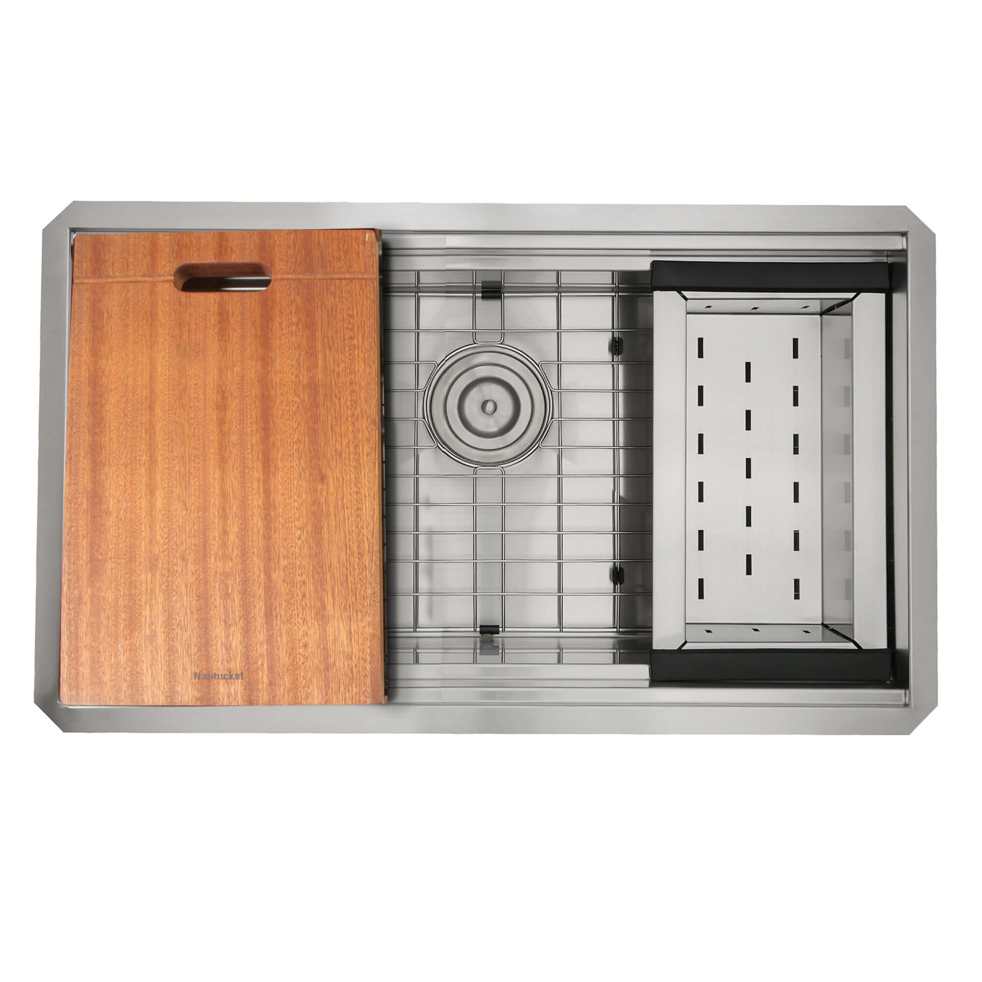 Alternate Image for Nantucket Sinks Pro Series 30" Undermount 304 Stainless Steel Workstation Kitchen Sink with Accessories, ZR-PS-3018-16