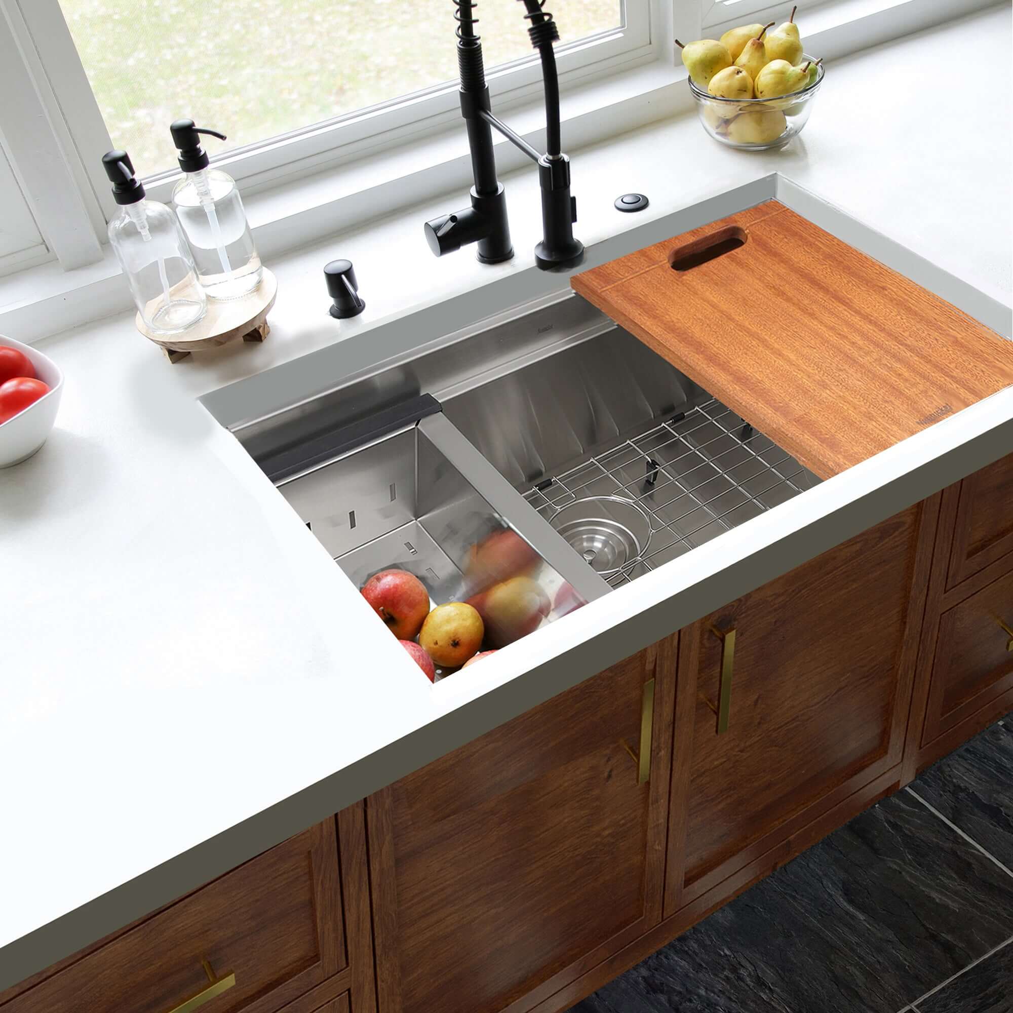 Alternate Image for Nantucket Sinks Pro Series 30" Undermount 304 Stainless Steel Workstation Kitchen Sink with Accessories, ZR-PS-3018-16