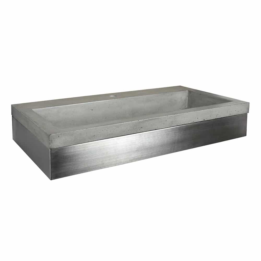Native Trails 36" Zaca Vanity Base with NativeStone Trough Sink in Ash, VNS36S-NSL3619-A