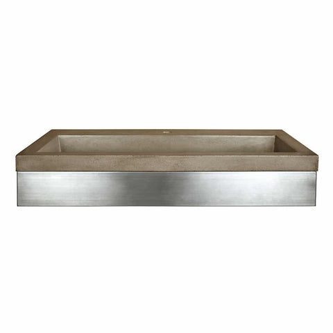 Native Trails 36" Zaca Vanity Base with NativeStone Trough Sink in Earth, VNS36S-NSL3619-E