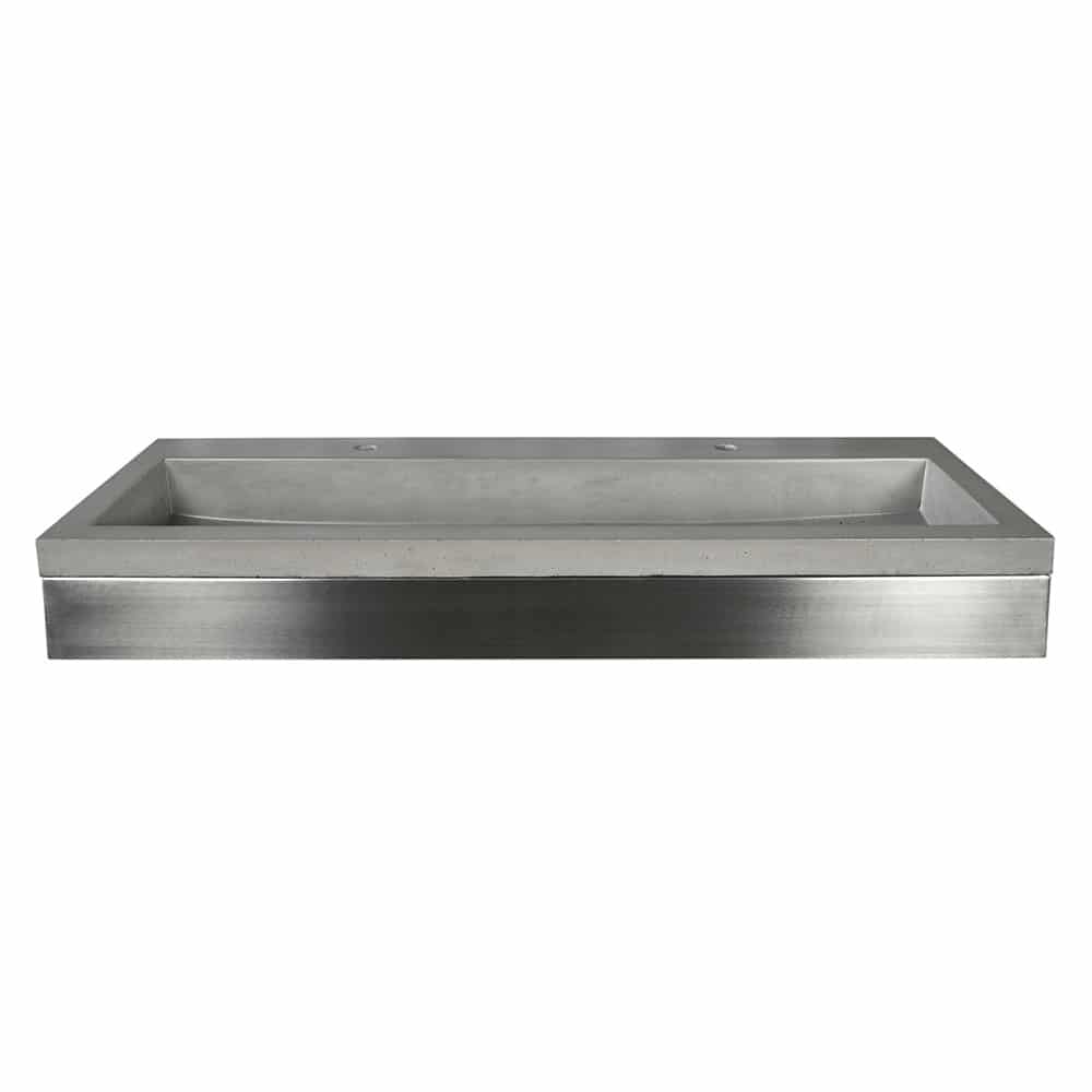Native Trails 48" Zaca Rectangle Vanity Base with NativeStone Trough Sink in Ash, VNS48S-NSL4819-A