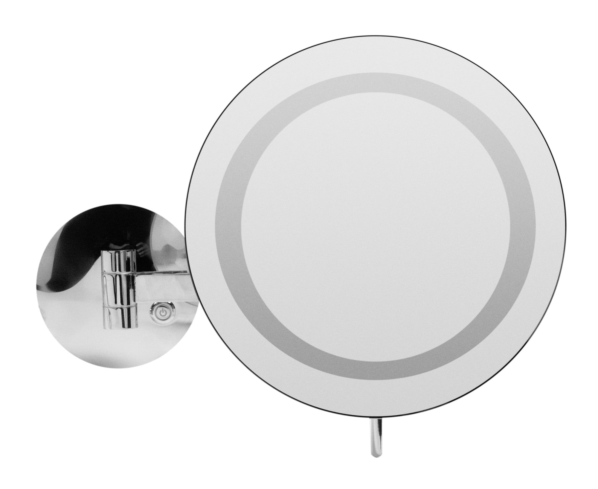 Alternate Image for ALFI brand ABM9WLED-PC Polished Chrome Wall Mount Round 9" 5x Magnifying Cosmetic Mirror with Light
