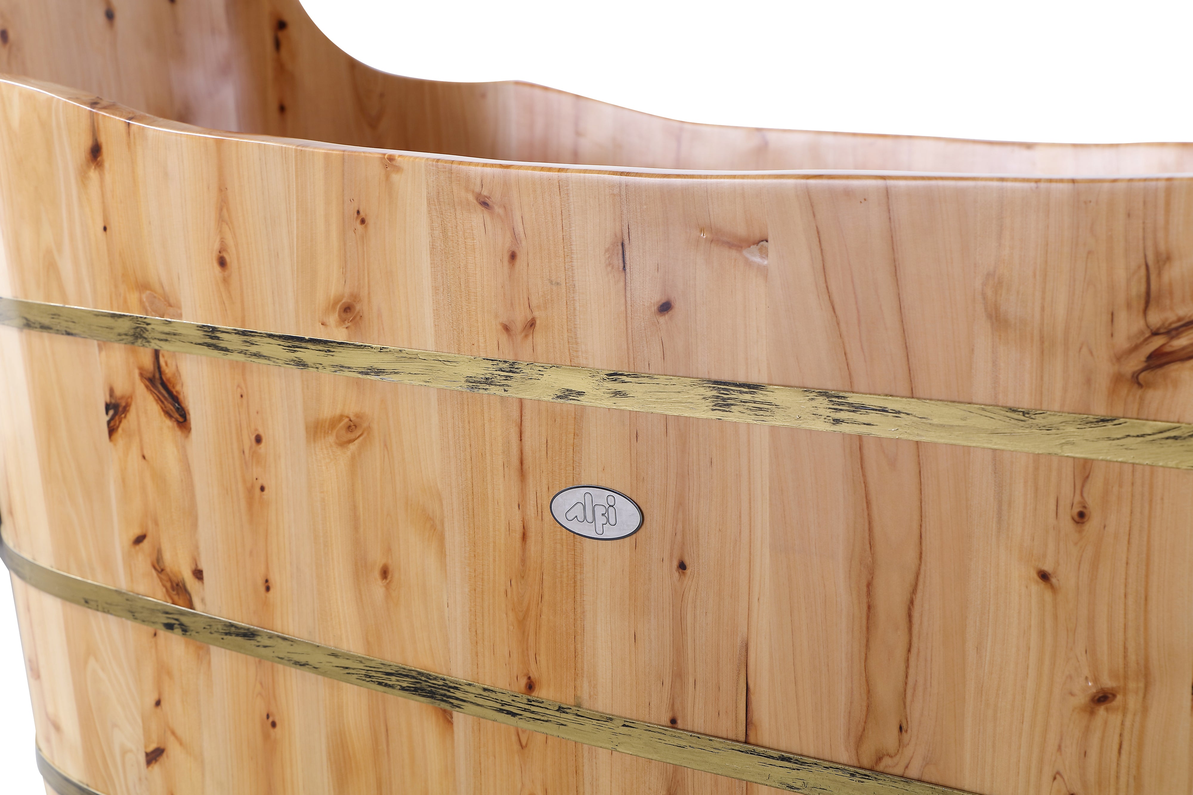 Alternate Image for ALFI brand AB1103 59" Free Standing Cedar Wood Bathtub with Bench