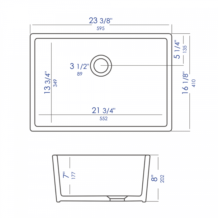 Alternate Image for ALFI 23" Fireclay Smooth Apron Single Bowl Farmhouse Apron Sink, Biscuit AB503-B