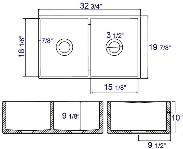 Alternate Image for ALFI 32" Double Bowl Fireclay Farmhouse Apron Sink, White, AB538-W