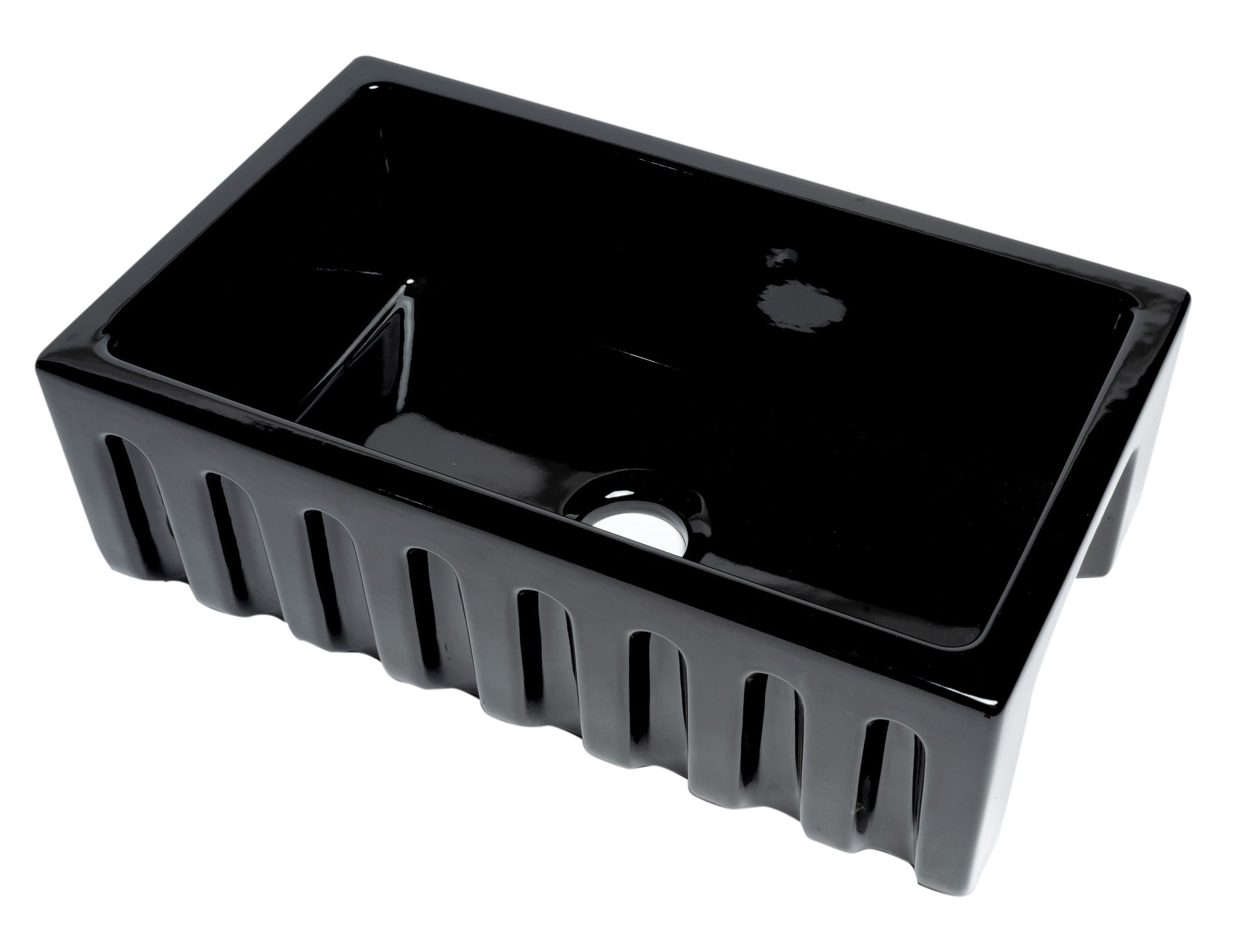 Alternate Image for ALFI 30" Single Bowl Fireclay Farmhouse Apron Sink, Black Gloss, Reversible, AB3018HS-BG