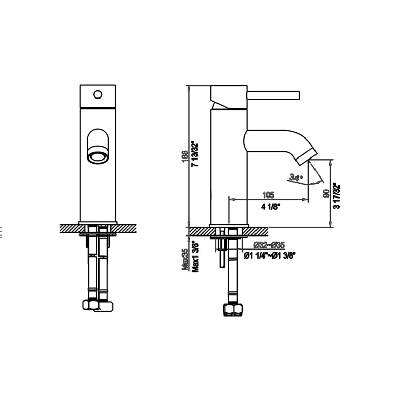 Alternate Image for Dawn 7" 1.2 GPM Bathroom Faucet, Chrome, AB37 1433C