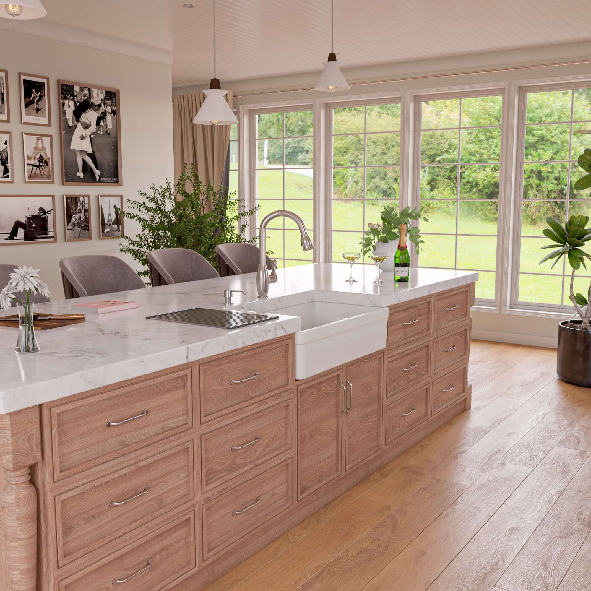 Alternate Image for ALFI 32" Short Wall Double Bowl Fireclay Farmhouse Apron Sink, White, AB5123-W