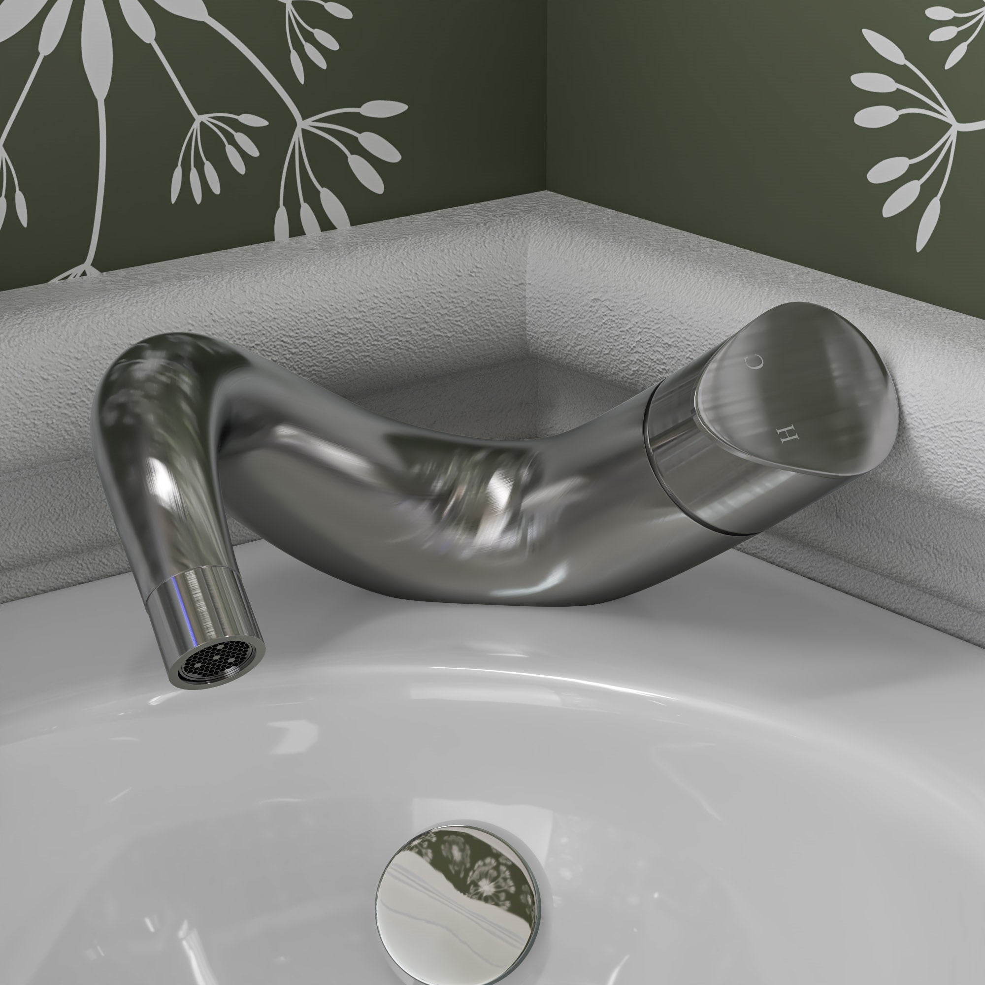 Alternate Image for ALFI Wave Brushed Nickel Single Lever Bathroom Faucet, AB1572-BN