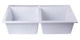 ALFI White 34" Drop-In Double Bowl Granite Composite Kitchen Sink, AB3420DI-W
