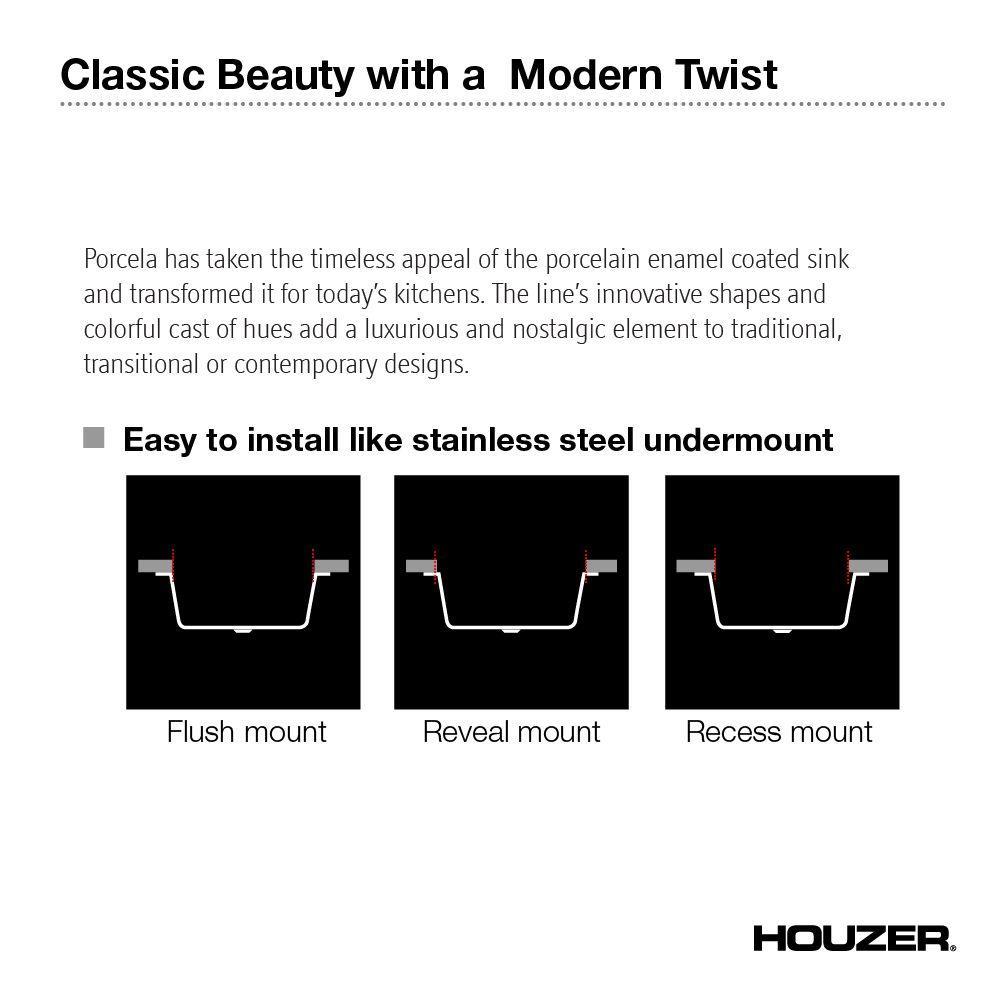 Alternate Image for Houzer 31" Porcelain Enamel Steel Undermount Single Bowl Kitchen Sink, Mint, PCG-3600 MT