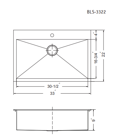 Alternate Image for Houzer 33" Stainless Steel Topmount Single Bowl Kitchen Sink, 18 Gauge, BLS-3322