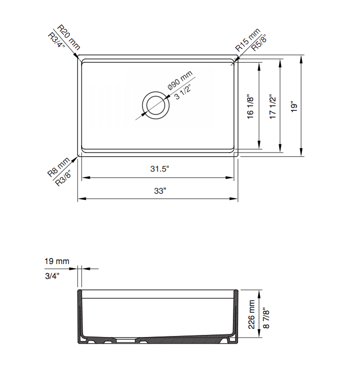 BOCCHI Contempo 33" Fireclay Workstation Farmhouse Sink with Accessories, Matte Brown, 1504-025-0120