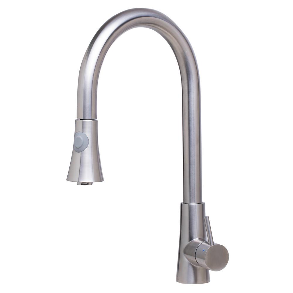 Alternate Image for ALFI Solid Brushed Stainless Steel Pull Down Single Hole Kitchen Faucet, AB2034-BSS