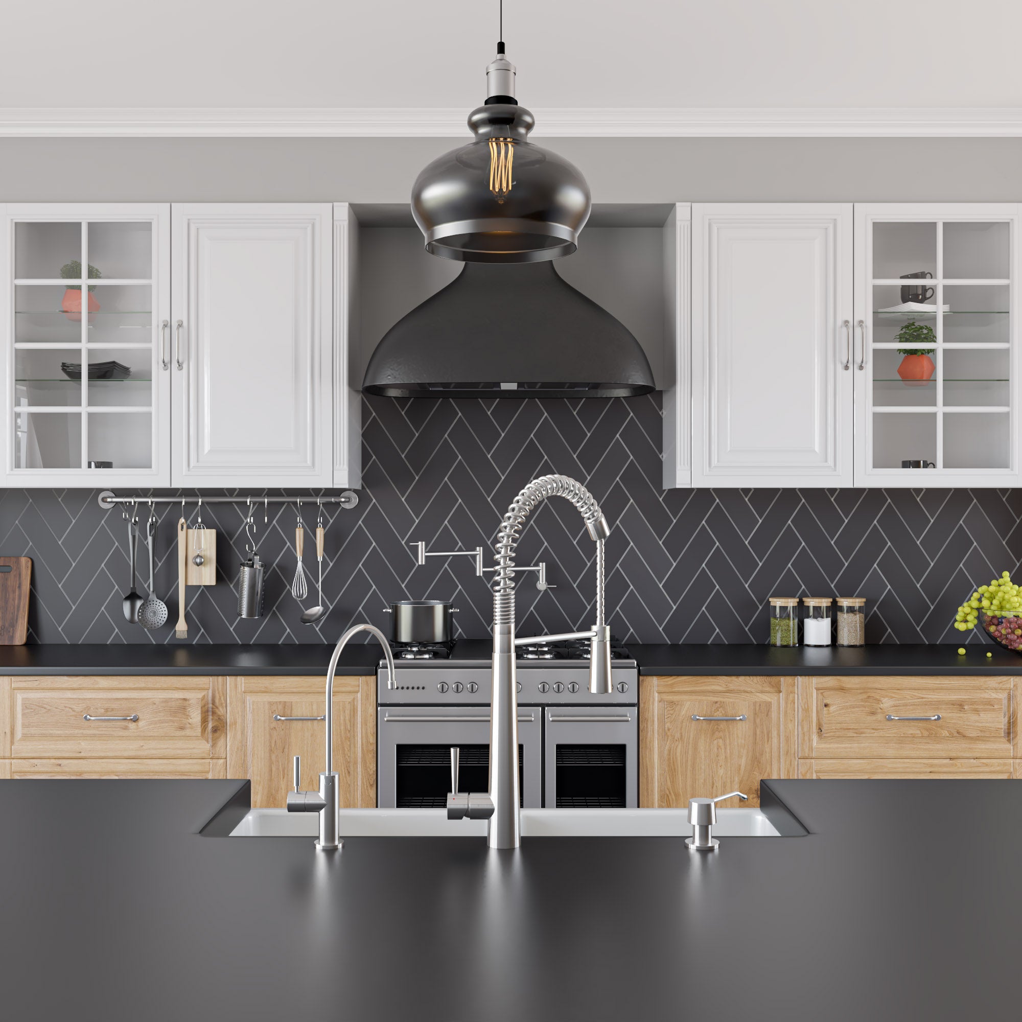 Alternate Image for ALFI brand AB2039 Solid Stainless Steel Commercial Spring Kitchen Faucet