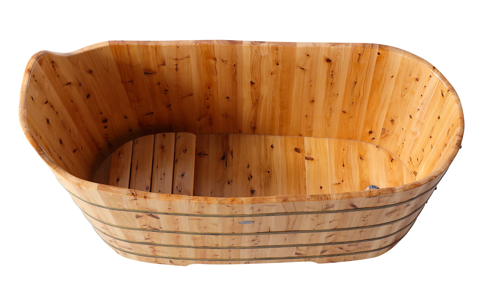 Alternate Image for ALFI brand AB1103 59" Free Standing Cedar Wood Bathtub with Bench
