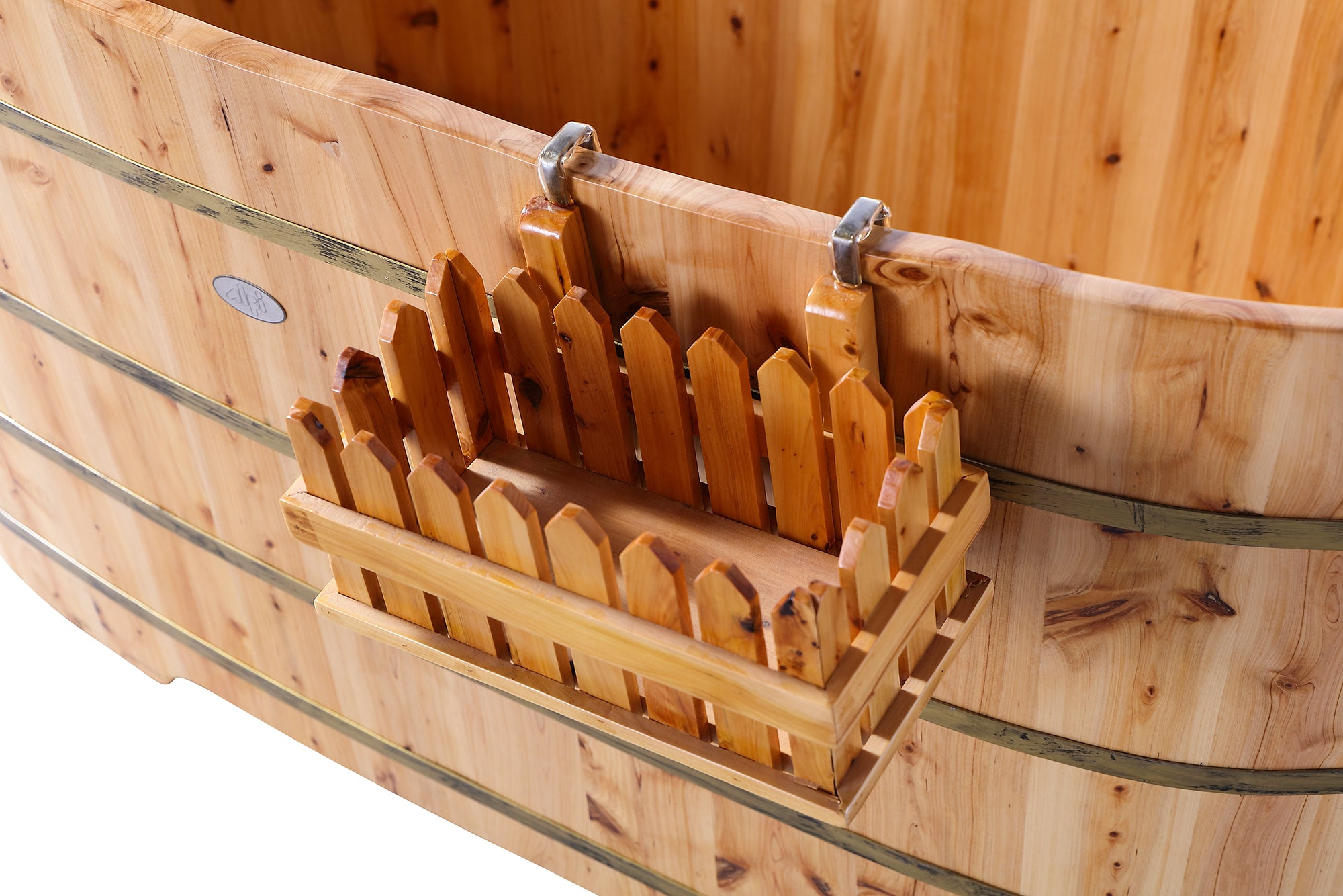 Alternate Image for ALFI brand AB1103 59" Free Standing Cedar Wood Bathtub with Bench