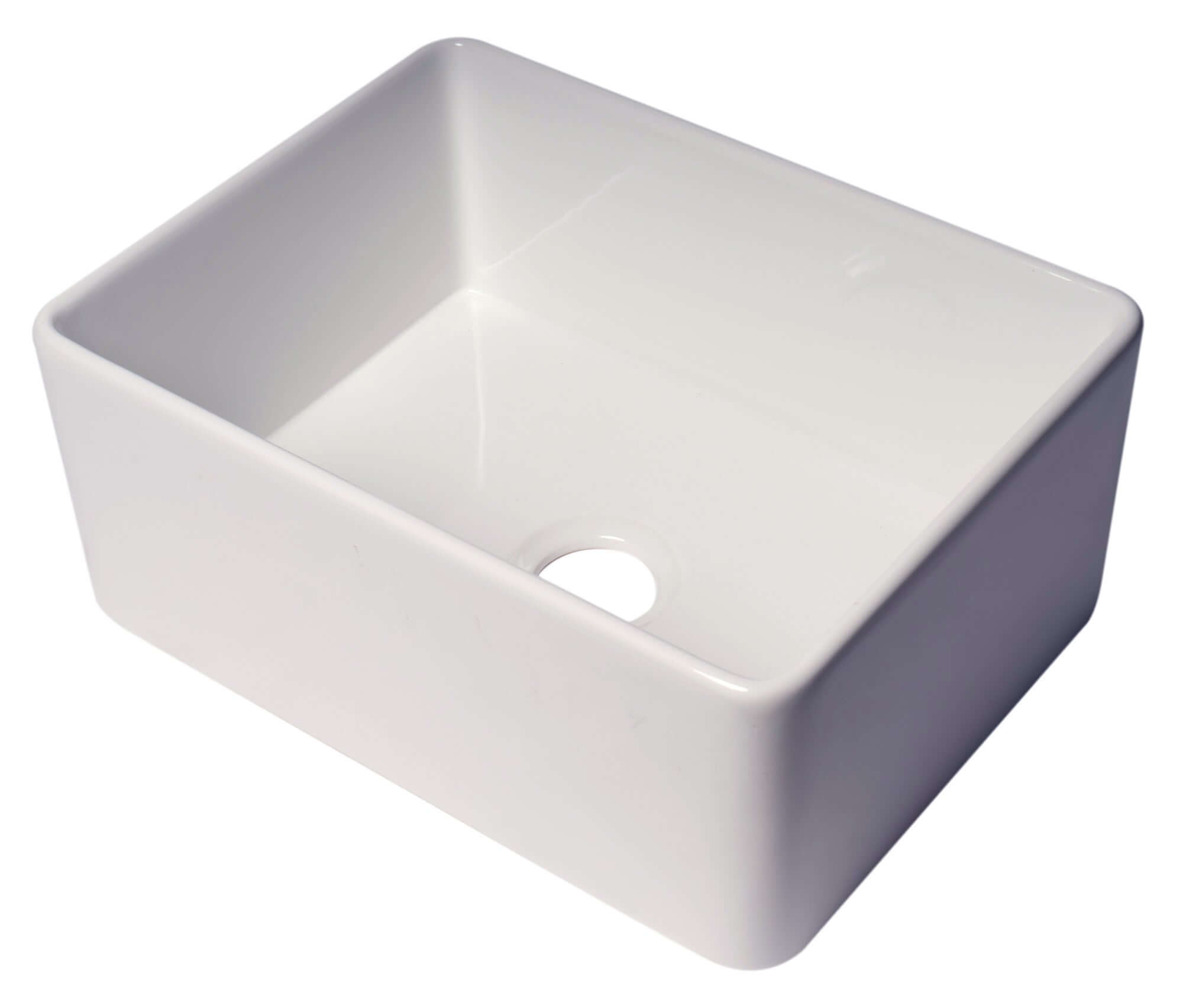 Alternate Image for ALFI brand 24" Fireclay Farmhouse Sink, White, No Faucet Hole, ABF2418-W