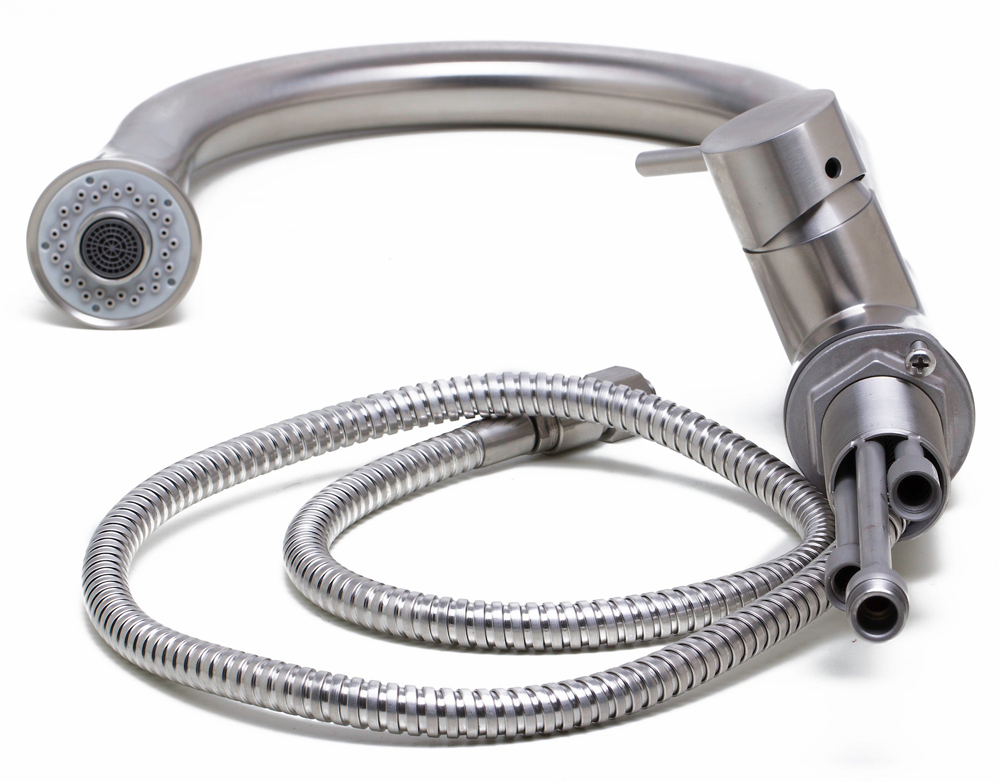 Alternate Image for ALFI Solid Brushed Stainless Steel Pull Down Single Hole Kitchen Faucet, AB2034-BSS