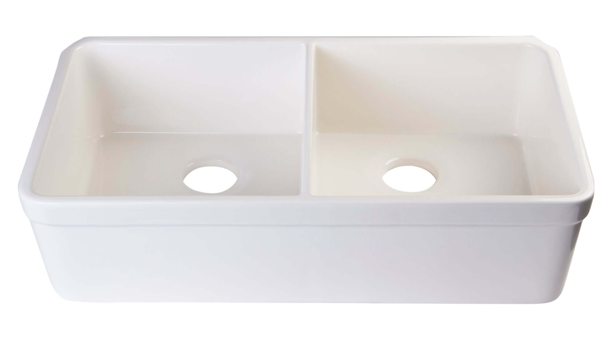 Alternate Image for ALFI 32" Double Bowl Fireclay Farmhouse Apron Sink, Biscuit, AB512-B