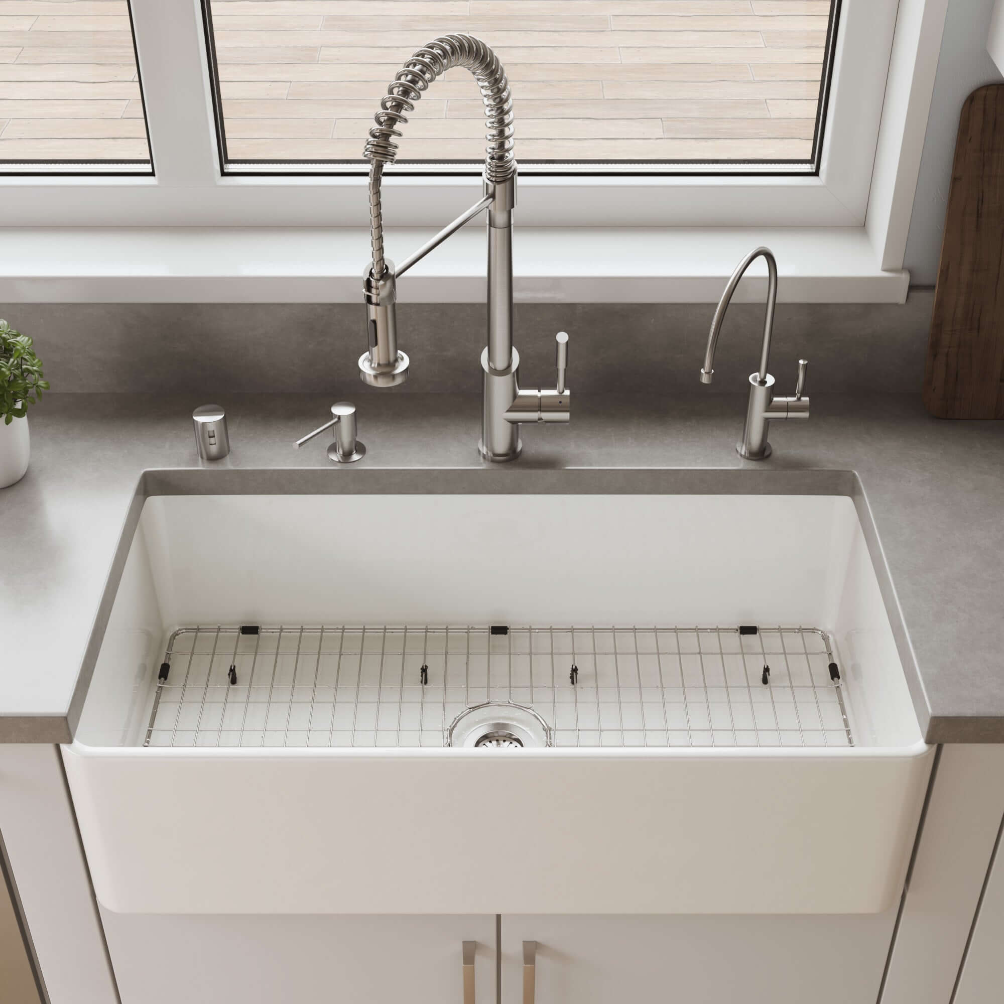 Alternate Image for ALFI brand 36" Fireclay Farmhouse Sink, White, ABF3618-W